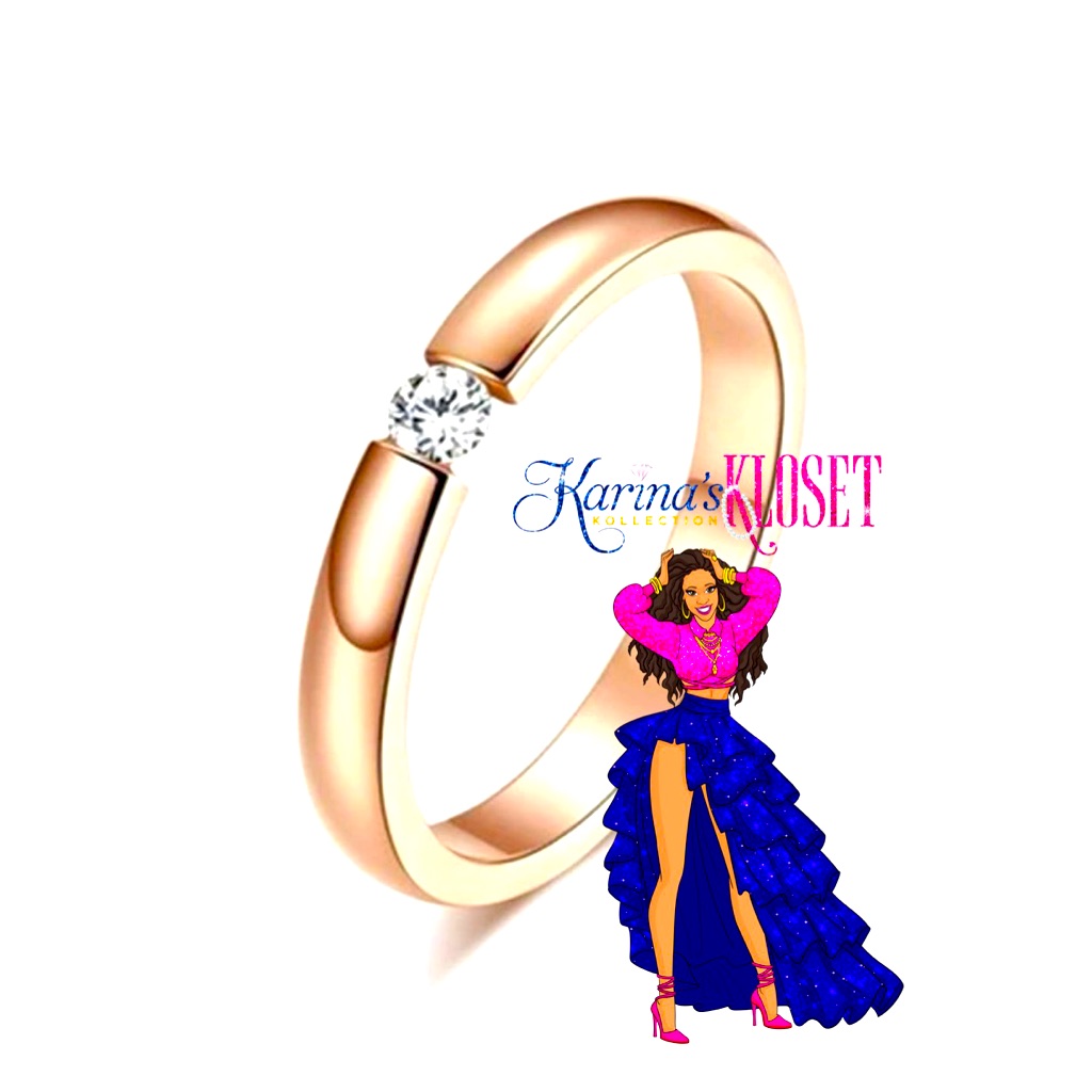Rose Gold Solitaire Swarovski Stainless Steel Ring | Nwt